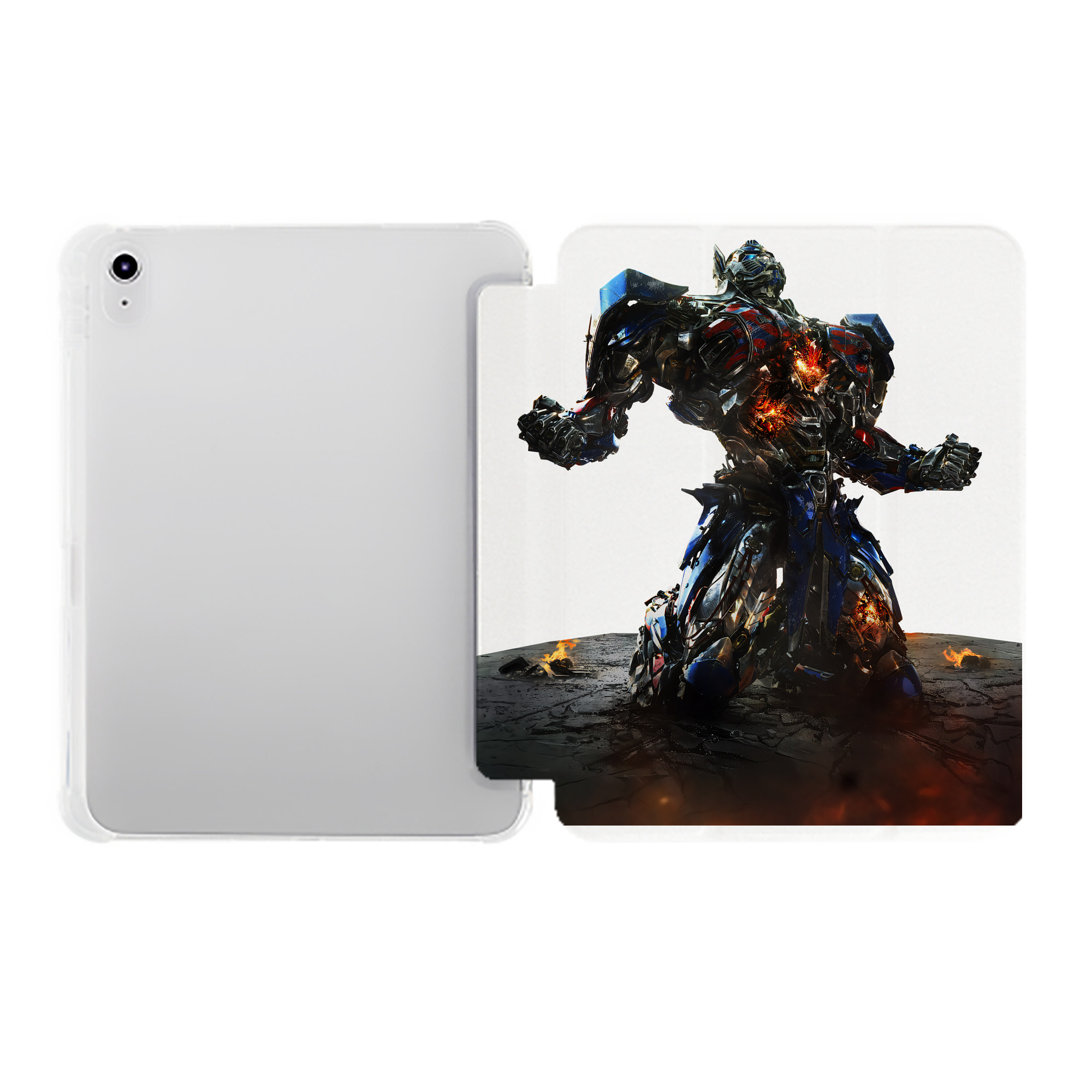 （画像用） Transformers トランスフォーマー IPad ケース ペン収納付き 三つ折りスタンド PUレザー×シリコン 対応機種9.5/10.5/10.9インチ